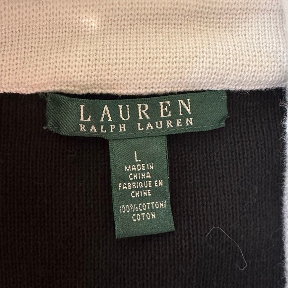 LAUREN Ralph Lauren VTGE Black Double Breasted Knit Collar Cardigan Sweater LGE - Picture 8 of 13